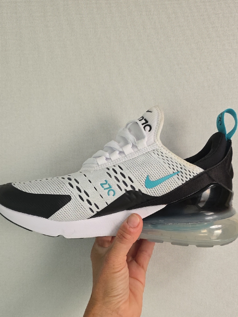 Nike Air Max 270 White Black Teal Accent Sneaker